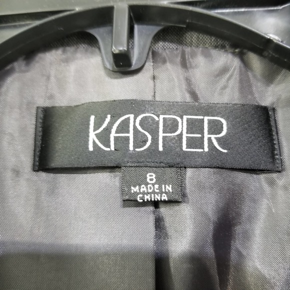 Kasper Charcoal Gray Blazer Jacket  Fitted Size 8 Shorter Length - Picture 9 of 10